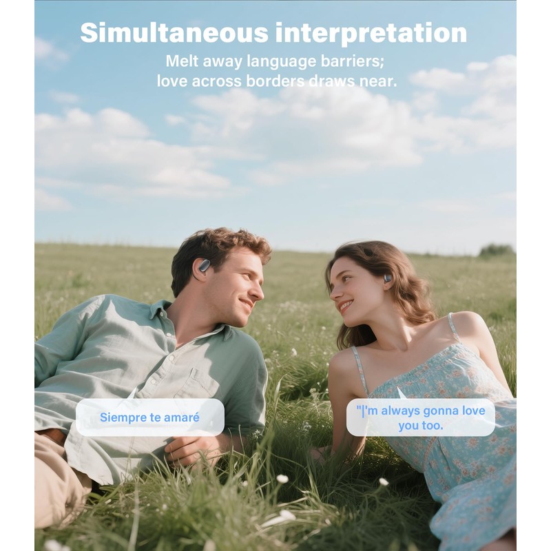 Vilupvie 156 Languages Real-Time Translation Earbuds, 0.5s Instant AI Voice