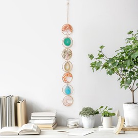 Decorative Wall Hanging Ornament Natural Crystal Gemstones Life of Trees and Agate Slices Ornament for Home Decoration Raw Stones Wall Hanging Art