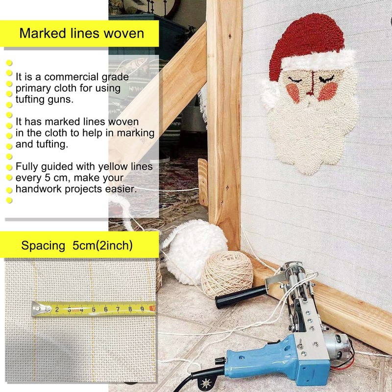 Primary Tufting Cloth with Marked Lines, Large Size Needlework Fabric,