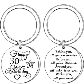 AMZQ 30th Birthday Gifts for Women Men Happy Birthday Inspirational Gifts Keyring