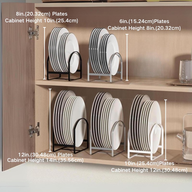 LINFIDITE 2 Pack Kitchen Plate Holder Organizer for Cabinet Space