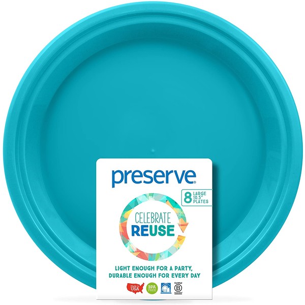 Preserve Go Lightweight BPA Free Large Dinner Plates Made from Recycled Plasti Kitchen Supplies, Aqua