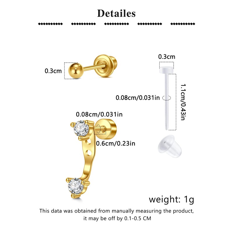 QWALIT Gold Ear Piercing Kit Ear Piercing Gun Kit Earrings