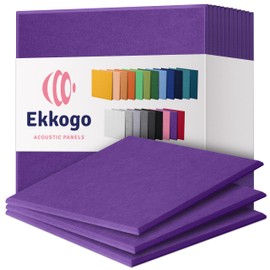 Ekkogo Acoustic Panels 12-Pack Soundproof Wall Panels 12"X12"X0.4" Sound Panels High Density Sound Dampening Panels - [Midnight Purple Square]