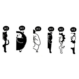 WinWin – Product Original Wallpaper seal [Blinded 6 types] animal wall sticker animal Decal Sticker (with 6 Panda Lion Bear Cat Chicken Aries) Smaller See