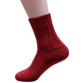 100% Pure Wool Chunky Knit Ankle Sock (2. UK 5-6 / EU 38-39, 5. Dark Red)