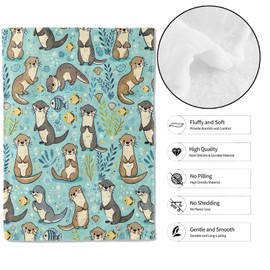 MIEPOS Cute Otter Throw Blanket - 60x80in,Ultra Soft, Cozy Lightweight Flannel,Sea Otters Ocean Blankets - Gifts for Kids & Nature Lovers,for Couch Travel,Home Living Room Decor