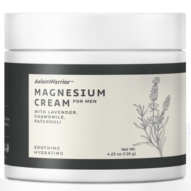 AxiomWarrior Magnesium Cream for Sleep & Leg Cramps: Soothing Magnesium Lotion with Lavender, Chamomile, Patchouli for Body - Calming & Relaxation Muscle Soreness - 4 fl.oz/120 ml
