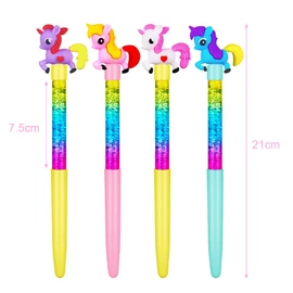 OFFCUP Quicksand Pens, Pack of 4 Shiny Gel Ink Pen, Cute Unicorn Pen, Girls Cute Pens, Ballpoint Pen School Office Supplies for Teen Girls (A)