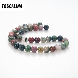 100 piezas de cuentas de piedra natural de 8 mm de ágata india redonda cuentas sueltas de piedras preciosas con cordón elástico para pulseras, collares y elaboración de joyas