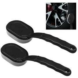 2PCS Tire Shine Applicator Brush, Car Detachable Tire Wax Foam Applicator Pad with Curved Handle, High-Density Tire Dressing Applicator Sponge Brush Car Tire Detailing Cleaning Accessories