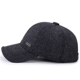 Men's Winter Warm Wool Woolen Tweed Peaked Baseball Cap Hat with Foldable Ear Warmer (Z Gray)