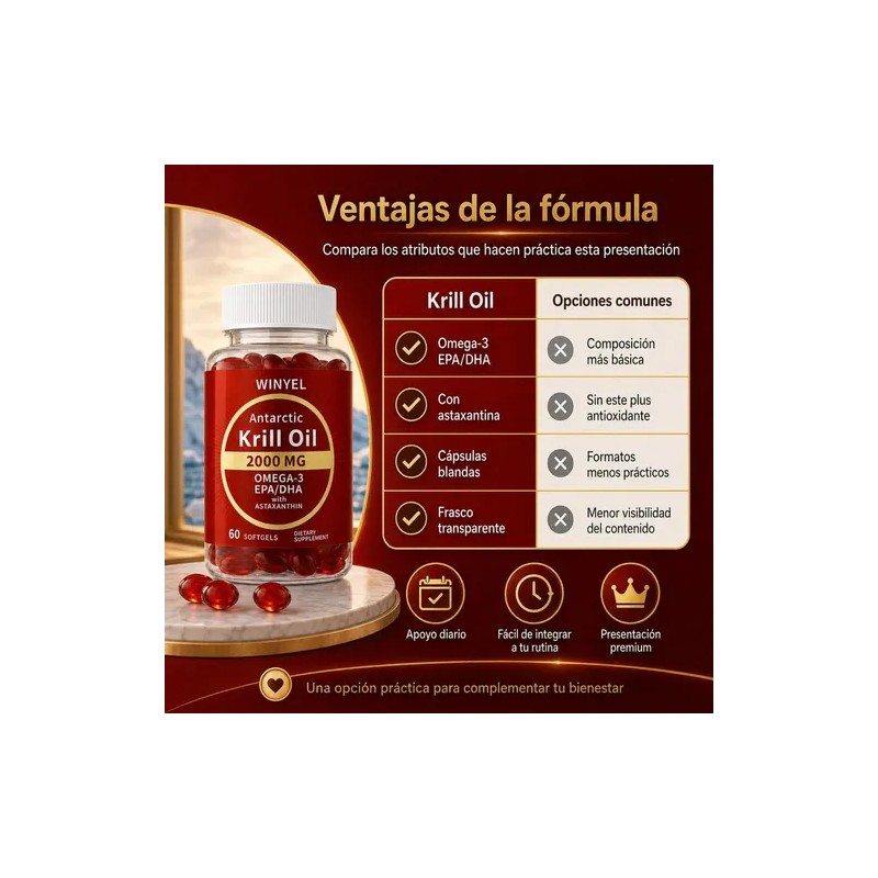 Aceite Krill Premium Omega 3 En Cápsulas Blandas Uso Diario