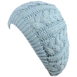 BYOS - Gorro de lana para mujer (juego disponible), Cable azul pastel, Talla única
