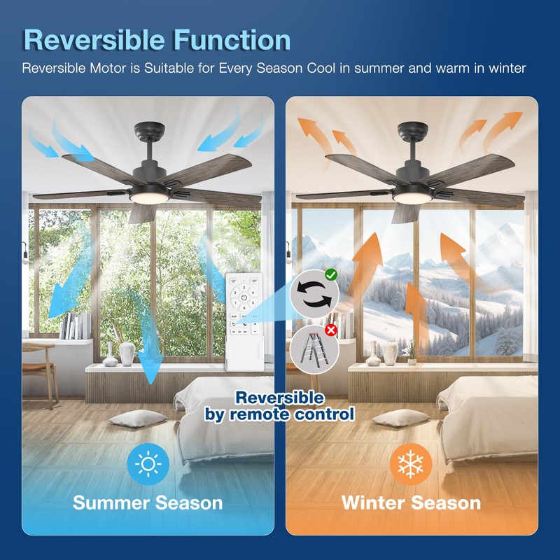 warmiplanet 52 Inch Indoor Ceiling Fans with Lights and Remote