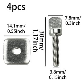 SZCXDKJ 4Pcs Surfboards Fin Screw Stainless Steel Fin Bolt Kit Fin Plate Replacement Accessories for Long Board, Inflatable SUP, Paddle Boards, Silver