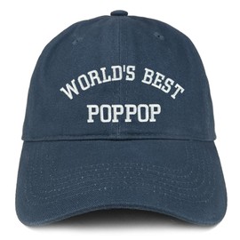 Trendy Apparel Shop World's Best Poppop - Gorra de béisbol de algodón suave bordado de perfil bajo, marino, One Size