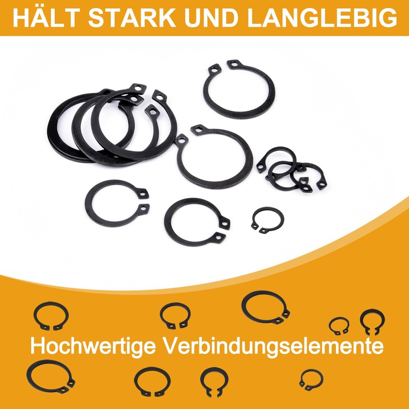 VIGRUE 500-Piece Snap Ring Assortment Circlip Set 21 Size Carbon