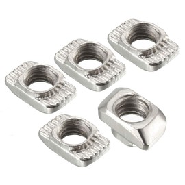 sourcing map Sliding T Slot Nuts, M5 Half Round Roll In T-Nut for 2020 Series Aluminum Extrusion Profile, Carbon Steel Nickel-plated, Pack of 10