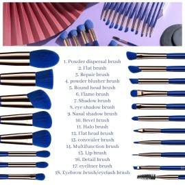 Unbranded 18 Pcs Brush Set Makeup Brushes Premium Synthetic Foundation Powder Concealers
