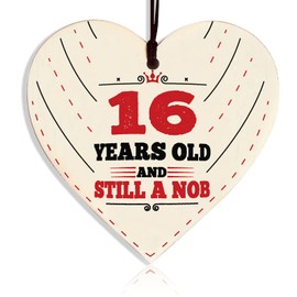 OBYJCA 16th Birthday Gift For Girls, Funny 16 Gifts for Daughter, 16th Birthday Wood Heart Gift for Granddaughter, Sister, Niece, Best Friend, Girlfriend, Family