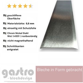 Gastro-Blechdesign Transition Profile 200 x 6 cm Polished Door Sill Strip Stainless Steel K240-0.8 mm Transition Profile Transition Rail Floor Strip 2000 x 60 mm