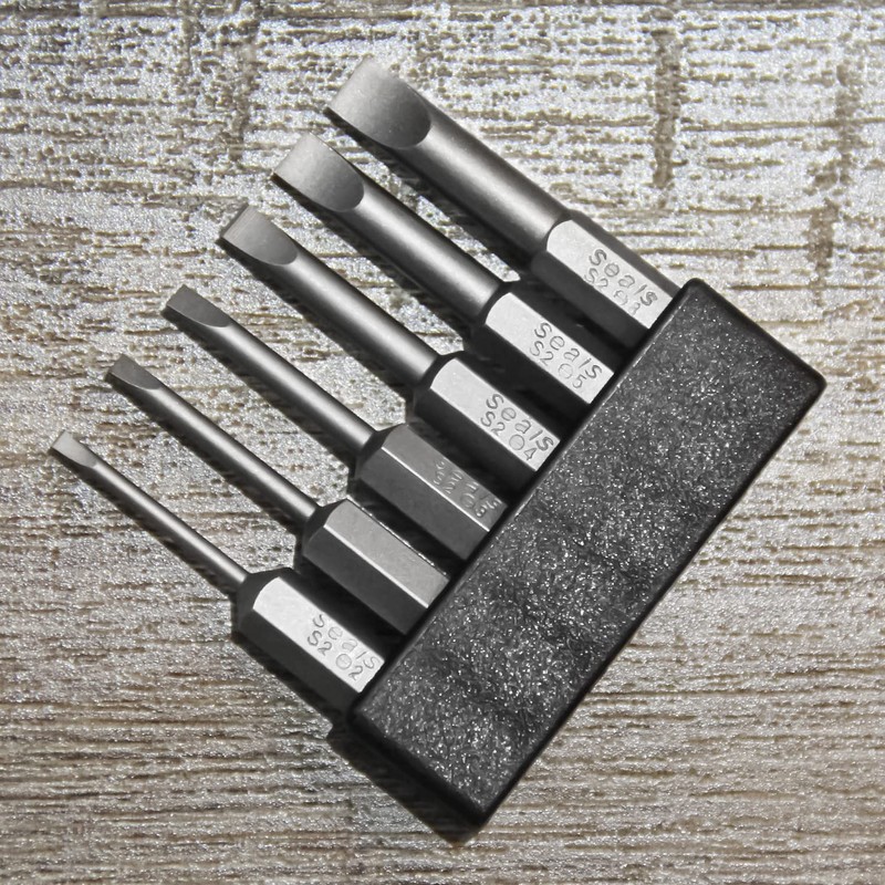 Toolcool 6 Pcs Slotted Screwdriver Bit Set Magnetic Flat Head