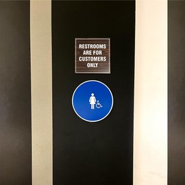 Signs ByLITA Square Restrooms Are For Customers Only Sign (Black) - Large 1 Pack