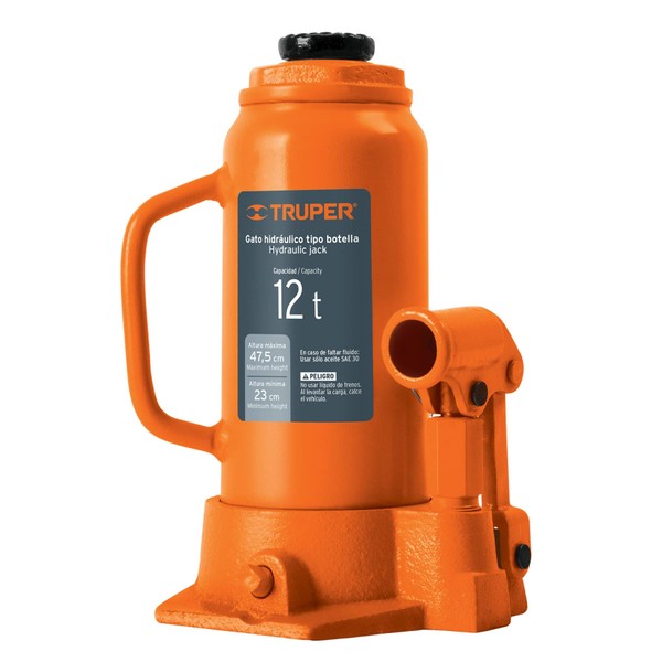 TRUPER GAT-12 12-Ton Hydraulic Bottle Jacks 18 11/16" (475mm)
