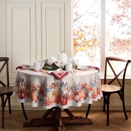 Elrene Home Fashions Botanical Harvest Pumpkin Engineered Tablecloth, 70" Round
