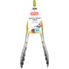 Dexas Spoon and Strain Stainless Steel Slotted Tongs, Green Handles