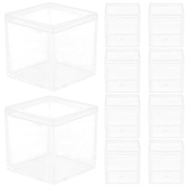 HEALLILY 10pcs Clear Box Clear Decorative Boxes Acrylic Plastic Square Cube Wedding Party Favor Gift Box