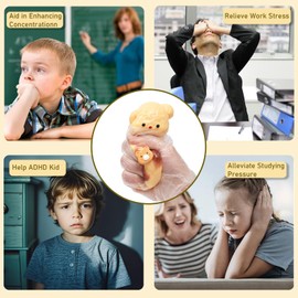 Squishy Bear Squishies Toy, Cute Butter Bear Squeeze Sensory Toys, Furry Squishy Animal Relief Stress Ball with PVC Packaging Gifts Fidget Novelty Toy for Kids Adults Yellow