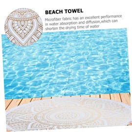 NOLITOY Mandala Round Beach Towel Bath Towel Beach Towels Oversized Microfiber Towels Mandala Beach Blanket Beach Towel with Tassels Mat Tapestry Baby Bohemian Carpet Fiber White