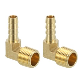 sourcing map Brass Hose Barbed Elbow Fitting 2pcs 5/16" Barb x 3/8" NPT Male 90 Degree Brass Barb Pipe Fitting for Water Fuel Air