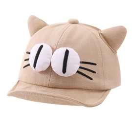 Xinhuida Cute 3D Animals Caps for Baby Boys Girls Sun Protection Hat Toddler Preschoolers Baseball Hat Summer Spring Headgear (Cat-Khaki)