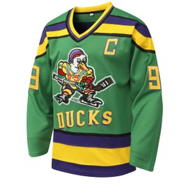 Mighty Ducks Ice Hockey Jersey #96 Charlie Conway #99 Adam Banks,90s Movie Hockey Jersey for Men and Women((99, Large)