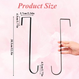 Over Door Hanger Door Hooks, Over Door Hook Wreath Hanger for Front Door, Black Over Door Coat Hooks Multifunctional Door Coat Hanger for Desktop Wardrobe Drawer Kitchen Garden