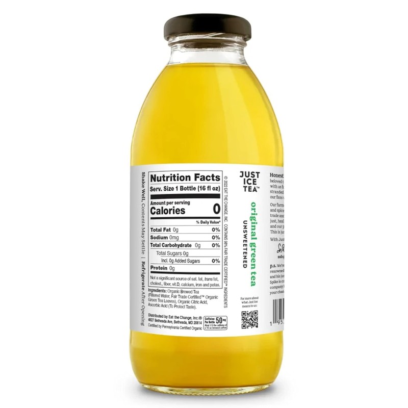 Just Ice Tea Organic Iced Tea, 16 Fl Oz Glass