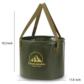 5-Gallon Outdoor Portable Folding Bucket, Picnic, Fishing Bucket, Water Bucket, Large Capacity Handheld Bucket, Suitable for Camping, Hiking, Water Filling, Vegetables and Fruits (ForestGreen, 20L)