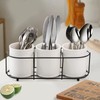 Bekith 3-Piece Ceramic Silverware Caddy with Metal Rack, Utensil Holder