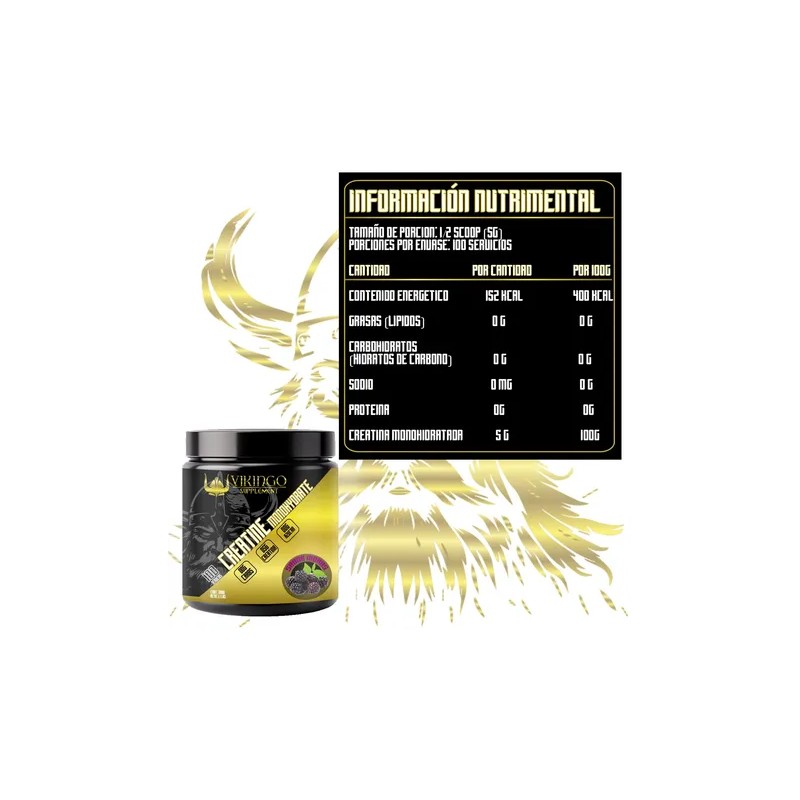 Creatina Monoidratada Polvo Vikingo 500g Varios Sabores
