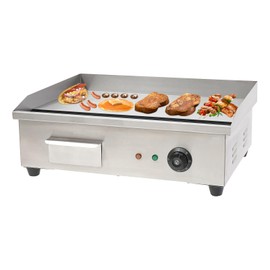 Commercial Electric Griddle 110V 3000W Electric Countertop Griddle Non-Stick Restaurant Teppanyaki Flat Top Grill Stainless Steel Adjustable Temperature Control 122°F-572°F