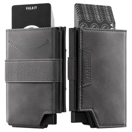 VULKIT Card Holder With Money Band, Minimalist Wallet For Men Pop Up Card Wallet RFID Blocking, Holds 11 Cards and Cash, Gary