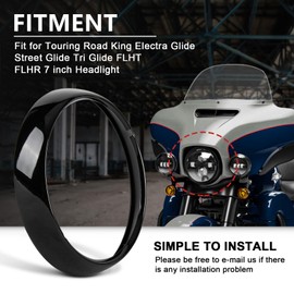 psler Motorcycle 7" Headlight Lamp Trim Ring Cover Headlight Assembly Fit for Touring Road King Electra Glide Street Glide Tri Glide FLHT FLHR