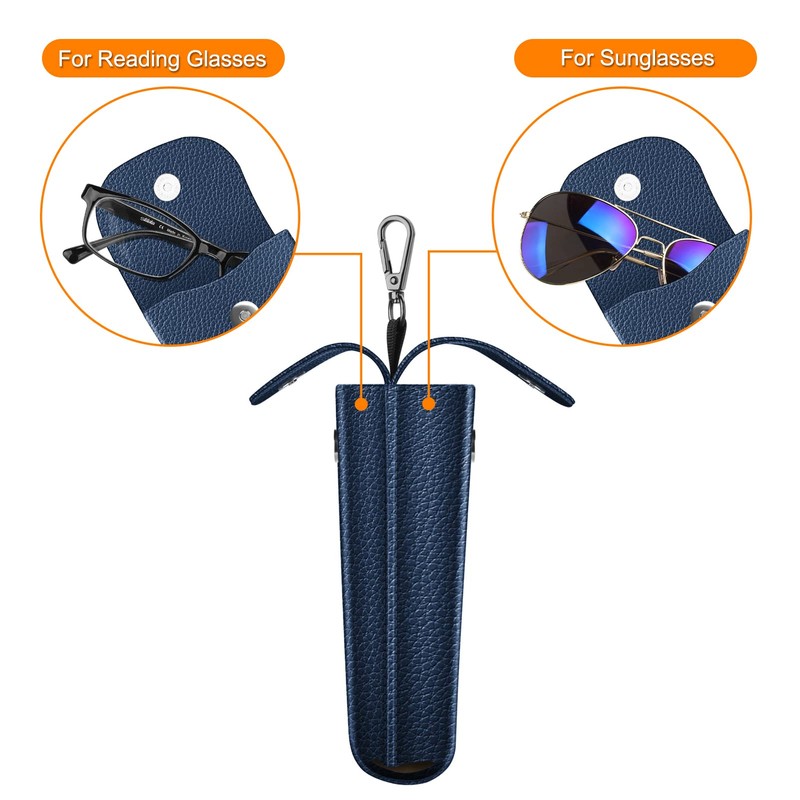 Fintie Double Glasses Case with Carabiner Hook, Portable Vegan Leather
