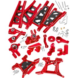RCHuiWow RC Upgrades Part for 1/10 Rustler 4x4/Rustler 4x4 VXL,Suspension Arms,Caster Block,Steering Blocks,Rear Stub Axle Carriers,Shock Towers,Steering Block,Red