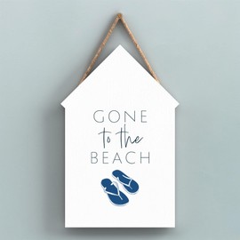 Global Designs Gone To The Beach Coastal Blue Nautical Sign Wooden Beach Hut Hanging Plaque