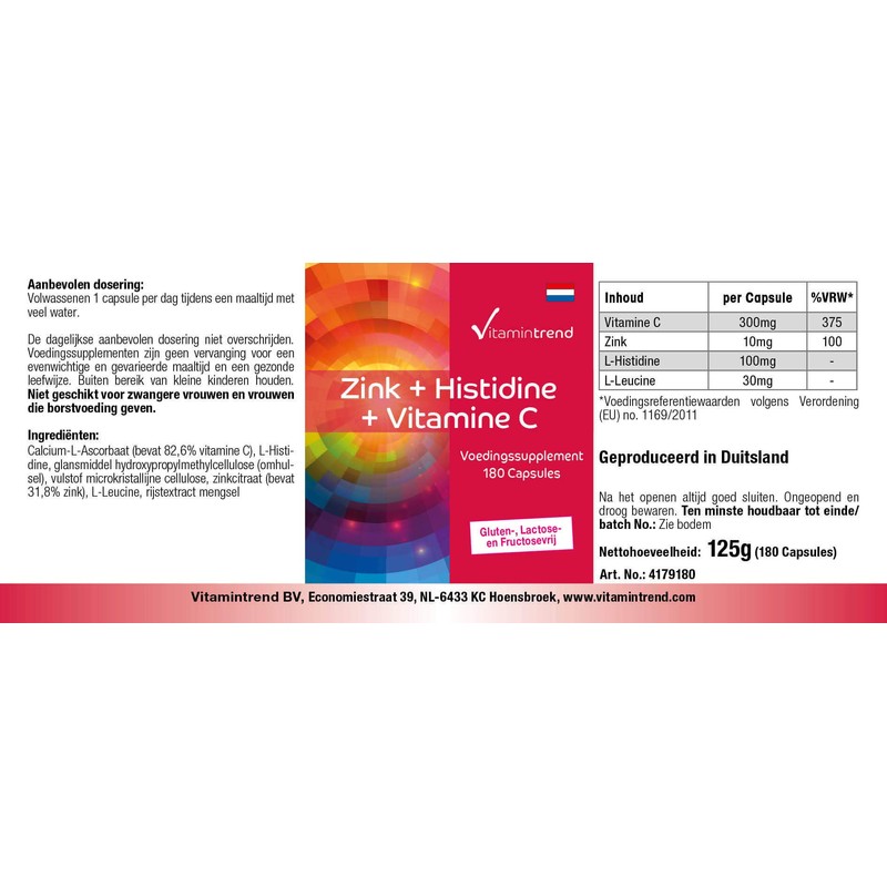 Zinc + Histidine + Vitamin C - High Dose -