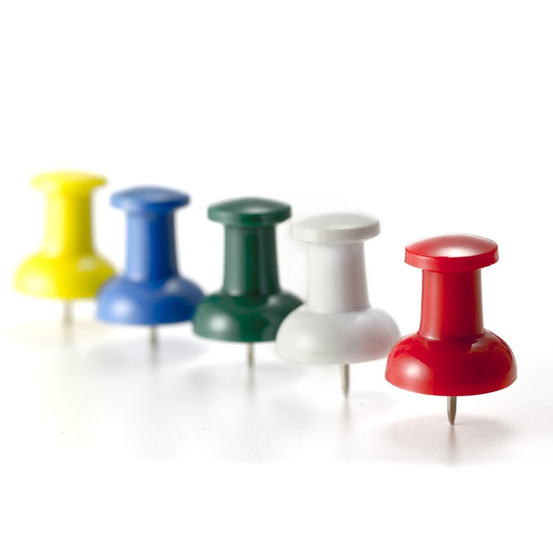 Officemate Giant Push Pins, 1.5" Assorted Colors, 2 Tubs of